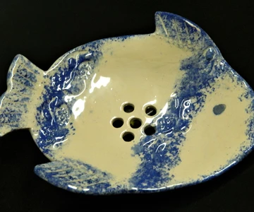 Clematis egyedi halas szappantartó kék